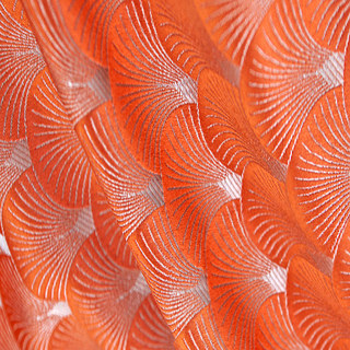 La Couronne des Années Folles Luxe Art Déco Coquillage Motif Orange & Argent Rideau 7