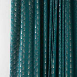 La Luxueuse Rideau Géométrique Turquoise & Argent à Motif Coquillage Art Déco des Années Folles 7