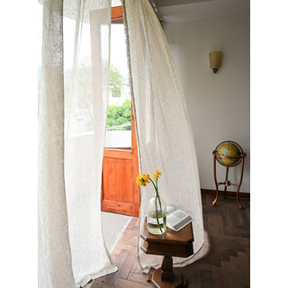 Zen Garden 100% Pur Lin Flax Naturel Couleur Rideau Voile Transparent 9
