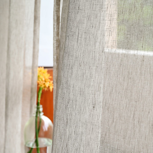 Zen Garden 100% Pur Lin Flax Naturel Couleur Rideau Voile Transparent 1