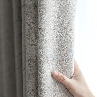 Allure Rideau en jacquard de luxe Mocha et dentelle pastel bleu 2