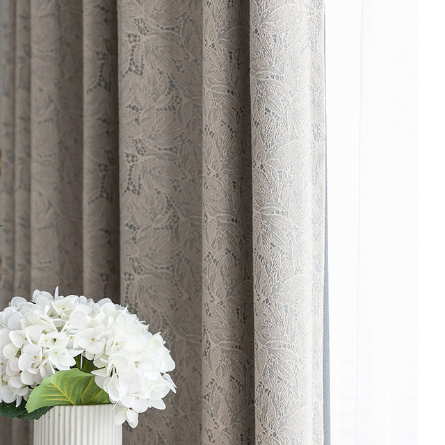Allure Rideau en jacquard de luxe Mocha et dentelle pastel bleu 1