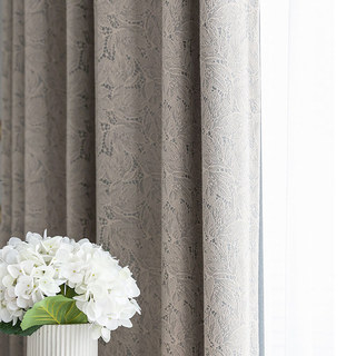 Allure Rideau en jacquard de luxe Mocha et dentelle pastel bleu 1