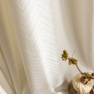 Arezzo Ivoire Blanc Chevron Texturé Lourd Voile Semi-Transparent Rideau 2