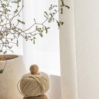 Arezzo Ivoire Blanc Chevron Texturé Lourd Voile Semi-Transparent Rideau 8