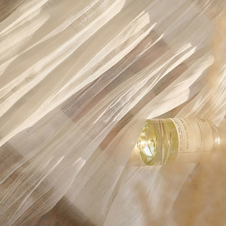 Coton Crush Crème Ivoire Rideau Voile Semi-Transparent Écrushé 3