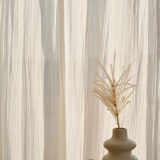 Coton Crush Crème Ivoire Rideau Voile Semi-Transparent Écrushé 4