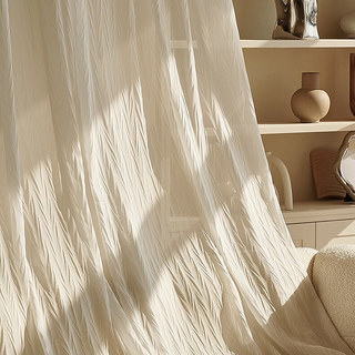 Fantasia Crushed Rippling Ivoire Blanc Rideau en Voile