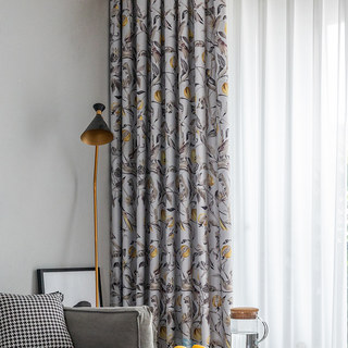 Harvest & Bird Rideau floral multicolore jaune gris occultant 2