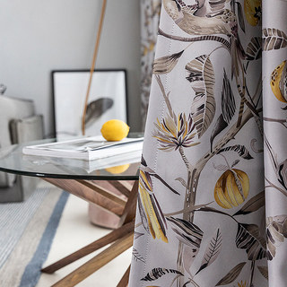 Harvest & Bird Rideau floral multicolore jaune gris occultant 3