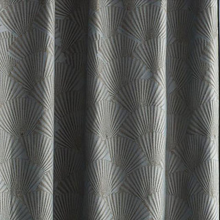 Oriental Fans Luxury Art Deco Jacquard Motif Rideau Bleu Canard 4