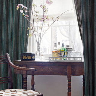 Sunbeam Subtle Texturé Rayé Turquoise et Or Rideau Occultant 1