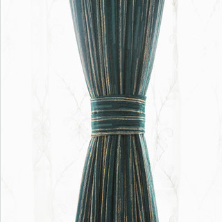 Sunbeam Subtle Texturé Rayé Turquoise et Or Rideau Occultant 6