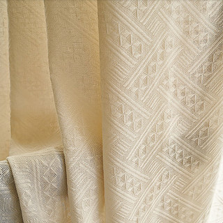 Rideau en voile semi-transparent, lourd, couleur crème, à motif croisé, mélange de coton tricoté tissé 1