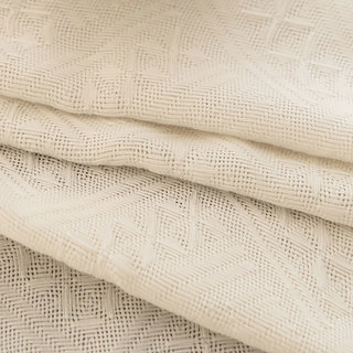 Rideau en voile semi-transparent, lourd, couleur crème, à motif croisé, mélange de coton tricoté tissé 6