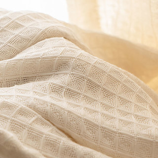Rideau en coton mélangé tricoté tissé à motifs gaufrés couleur crème, voile lourd. 8