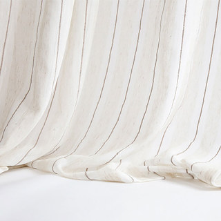 French Vintage Texturé Rayé Lin Voile Rideau 4