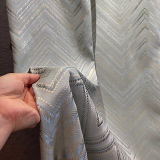 Chic Chevron Art Déco Rideaux Bleu Canard à Paillettes 3