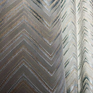 Chic Chevron Art Déco Rideaux Bleu Canard à Paillettes 2