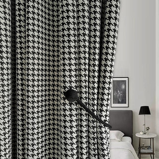 Houndstooth Motif Noir et Blanc Rideau Occultant 1