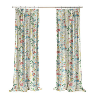 Jungle Mingle Singe et Perroquet Crème Floral Rideau en Velours 4