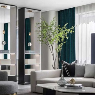 Métallique Fantaisie Délicat Texturé Rayé Étincelant Chatoyant Rideau Turquoise 3