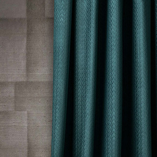 Rideaux occultants en velours bleu sarcelle texturé tissé scandinave 2