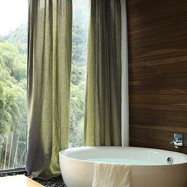 Wabi Sabi Pur Lin Flax Olive Vert Rideau Voile Semi-Transparent Lourd 1