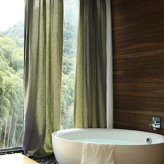 Wabi Sabi Pur Lin Flax Olive Vert Rideau Voile Semi-Transparent Lourd 1