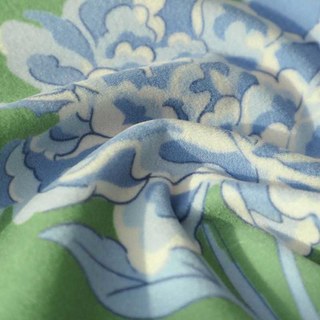 Oiseaux & Fleurs Chinoiseries Bleu & Vert Rideau en Velours Floral 6