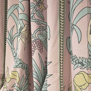 Botanica Rose Poudré Rayé Floral Rideau en Velours