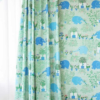 Éléphant Jardinier Vert & Bleu Rideau Adorable 1
