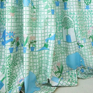 Éléphant Jardinier Vert & Bleu Rideau Adorable 3