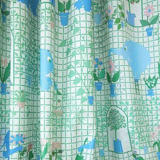 Éléphant Jardinier Vert & Bleu Rideau Adorable 2