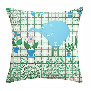 Éléphant Jardinier Vert & Bleu Rideau Adorable 6