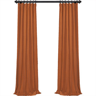 Fines rideaux en velours abricot orange 4
