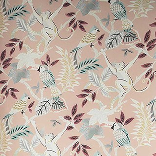 Jungle Mingle Singe et Perroquet Rose Floral Rideau de Velours 8