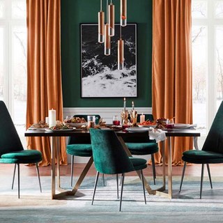 Rideaux en velours microfibre orange 1