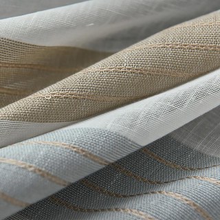 Moondance Haze Bleu Mocha Rayées Voile Semi-Transparent Rideaux 5