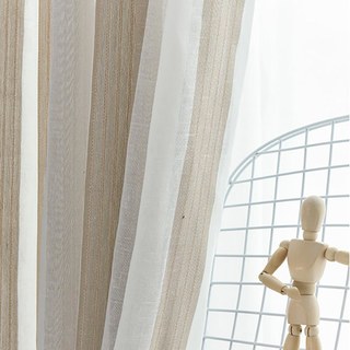 Moondance Haze Bleu Mocha Rayées Voile Semi-Transparent Rideaux 2