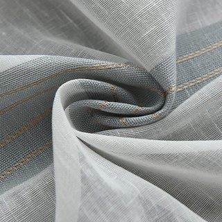 Moondance Haze Bleu Mocha Rayées Voile Semi-Transparent Rideaux