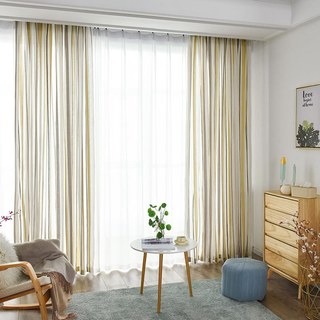 Moondance Jaune Gris Rayé Voile Semi-Transparent Rideaux 5