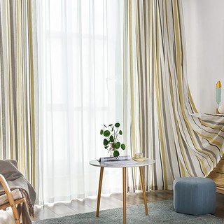 Moondance Jaune Gris Rayé Voile Semi-Transparent Rideaux 4
