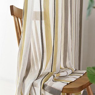 Moondance Jaune Gris Rayé Voile Semi-Transparent Rideaux 1