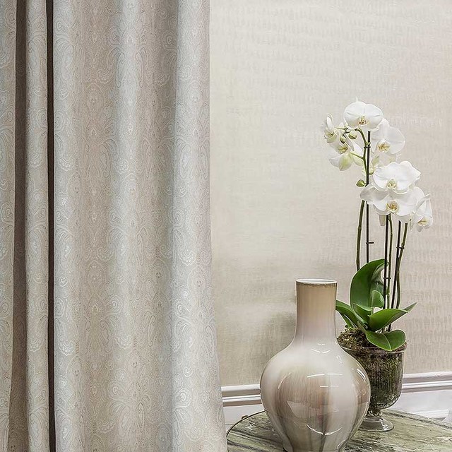 Nouveaux Classiques Rideaux Crème en Jacquard Damassé de Luxe 1