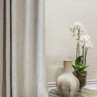 Nouveaux Classiques Rideaux Crème en Jacquard Damassé de Luxe
