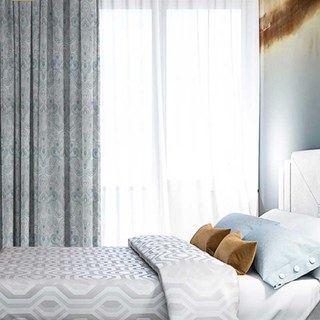 Nouveaux Classiques Luxe Damas Jacquard Gris & Bleu Rideau 4