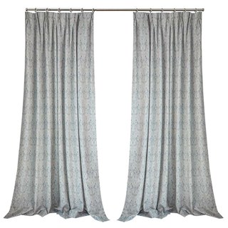 Nouveaux Classiques Luxe Damas Jacquard Gris & Bleu Rideau 5