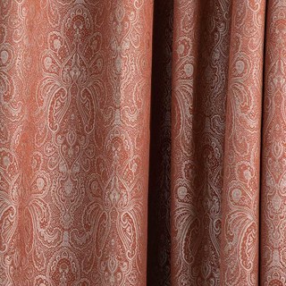 Nouveaux Classiques Luxe Damas Jacquard Terre Cuite Orange Brûlé Rouille Rideau 5