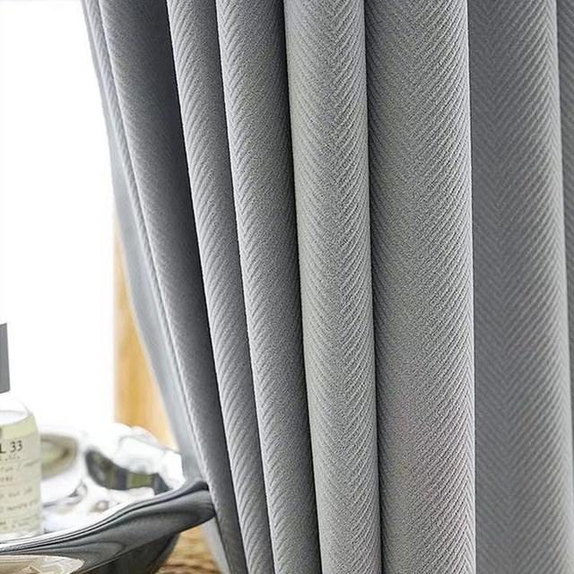 Sunnyvale Herringbone Gris cendré Rideaux occultants en velours texturé 1